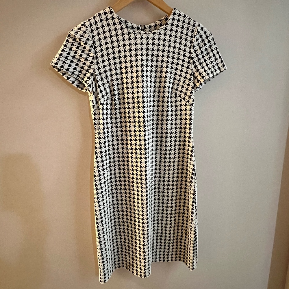 Calvin Klein Classic Black and White Houndstooth Dress